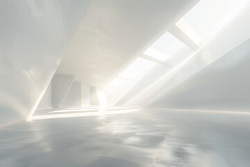 An empty space with white walls and lighting.