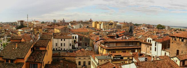 Overview from the clock tower of Mantua, Lombardy, Italy