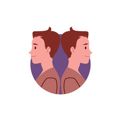 Zodiac sign - Gemini with characters. Isolated flat illustration.