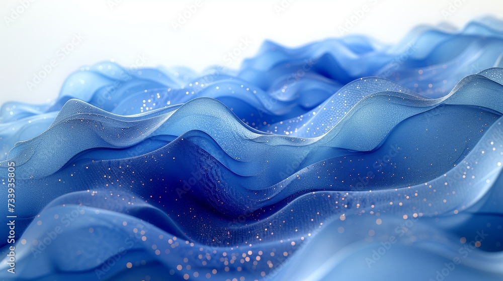 Poster Digital wave abstract on blue background. Futuristic point wave. Big data. 3D rendering.