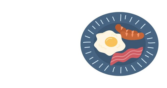 breakfast time with eggs sosis illustration animation