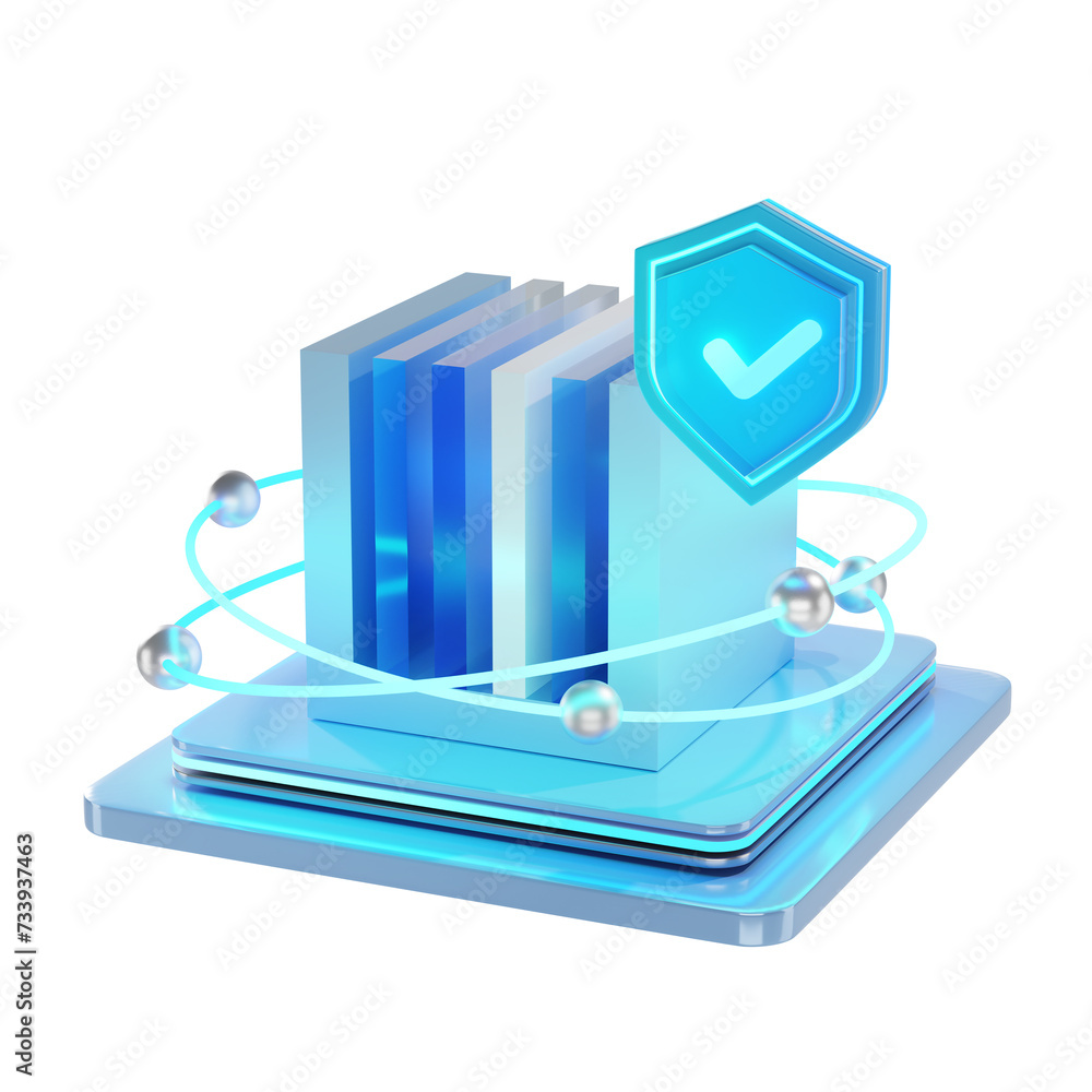Poster cyber security of backing up data and safety measures icon.