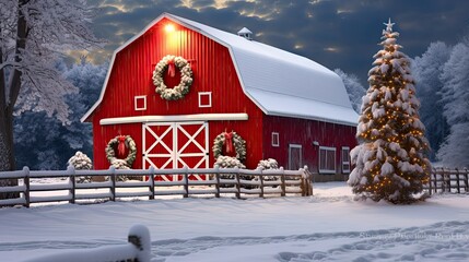 holiday christmas red barn