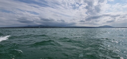 lake sevan armenia and wavy water surface stormy weather