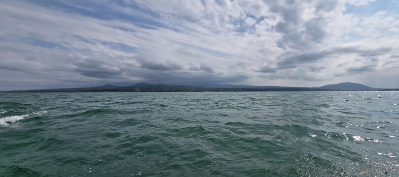 lake sevan armenia and wavy water surface stormy weather