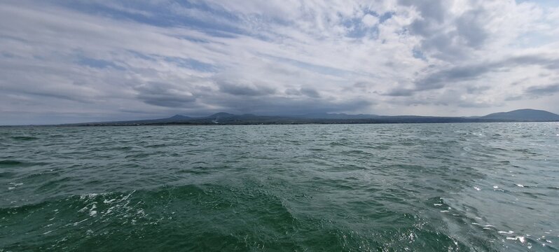 lake sevan armenia and wavy water surface stormy weather