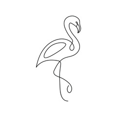 Continuous single line drawing black icon of flamingo Outline vector art.
