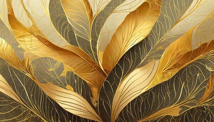 Botanical Harmony: Abstract Art Vector with Watercolor and Gilded Organic Shapes"