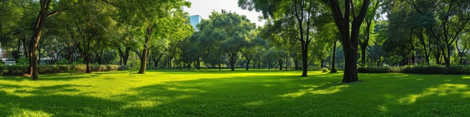 Fototapeta na wymiar City park panorama, capturing the beauty of nature within an urban environment