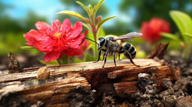 bee on a flower  high definition(hd) photographic creative image