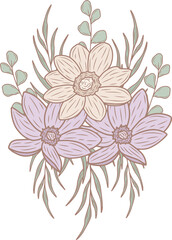 Beautiful spring line flower composition, transparent bouquet