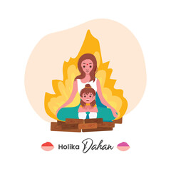 Vector Illustration of Holika Dahan. Holi festival.