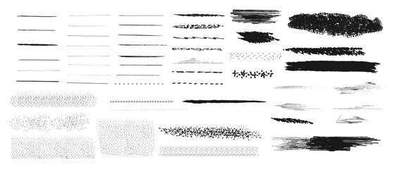 Collection of vector grunge brush strokes isolated on white. Vector illustration.