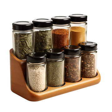 Wooden Spice Rack isolated on a transparent background.