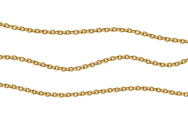 Gold necklaces Isolated on white. Golden chain illustration. Golden necklace for ads, flyers, web site, sale banners.	