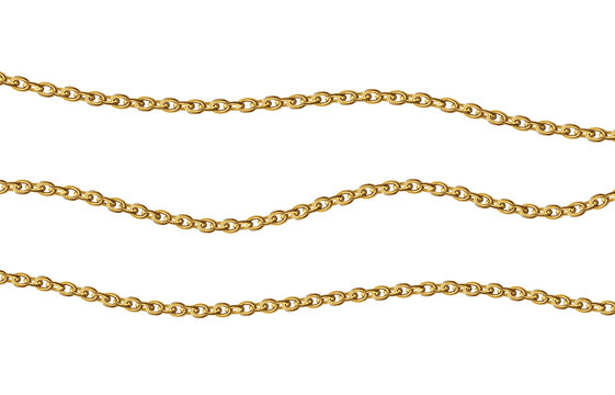 Gold necklaces Isolated on white. Golden chain illustration. Golden necklace for ads, flyers, web site, sale banners.	