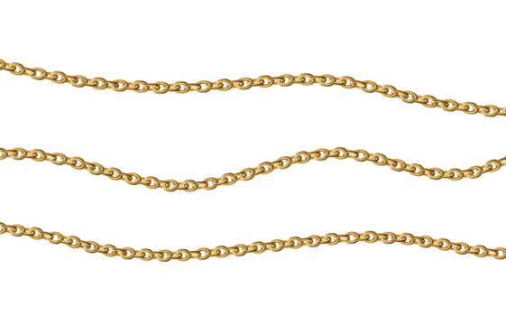 Gold necklaces Isolated on white. Golden chain illustration. Golden necklace for ads, flyers, web site, sale banners.	