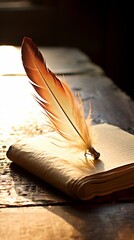feather quill and book