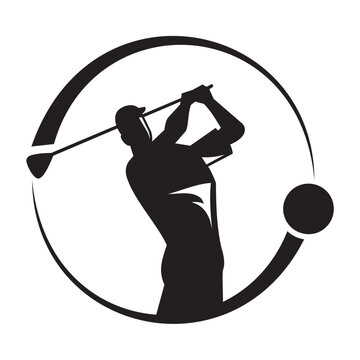 Golf player hits the ball. Vector image