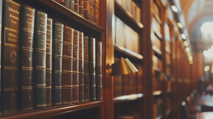 Law Library. Rows of Books and Legal References in a Law Firm

