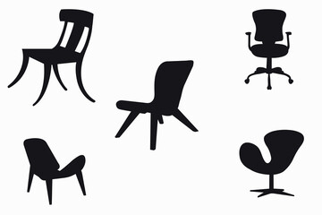 chair silhouettes vector Set, Desk chair black vector collection