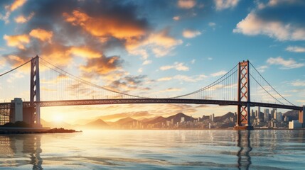 San Francisco Bay Bridge at sunset