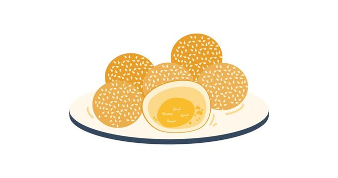 onde onde jajanan pasar or indonesian street food animation