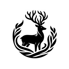 Clean Deer logo silhouette on white background 