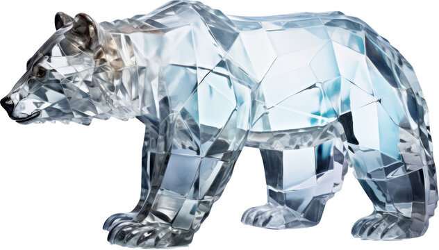 Blue crystal shape of bear,bear made of crystal 