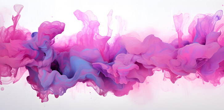 Pink and purple splashes under water abstract wavy background