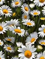 wallpaper seamless backgroind of field of daisies in spring Generative AI
