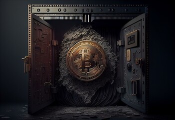 Bitcoin security, conceptual illustration. Generative AI