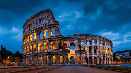 Fototapeta na wymiar Historic Colosseum in Rome at Twilight