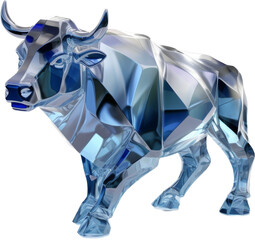 blue crystal shape of bull,bull made of crystal 