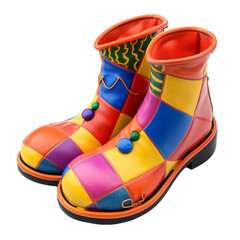 Clown shoes, PNG image, transparent background.