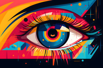 Eye in the style of colorful graphic design