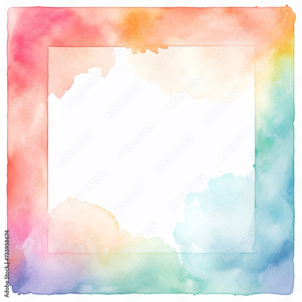 Poster abstract colorful rainbow color painting illustration texture - frame made of watercolor splashes, i