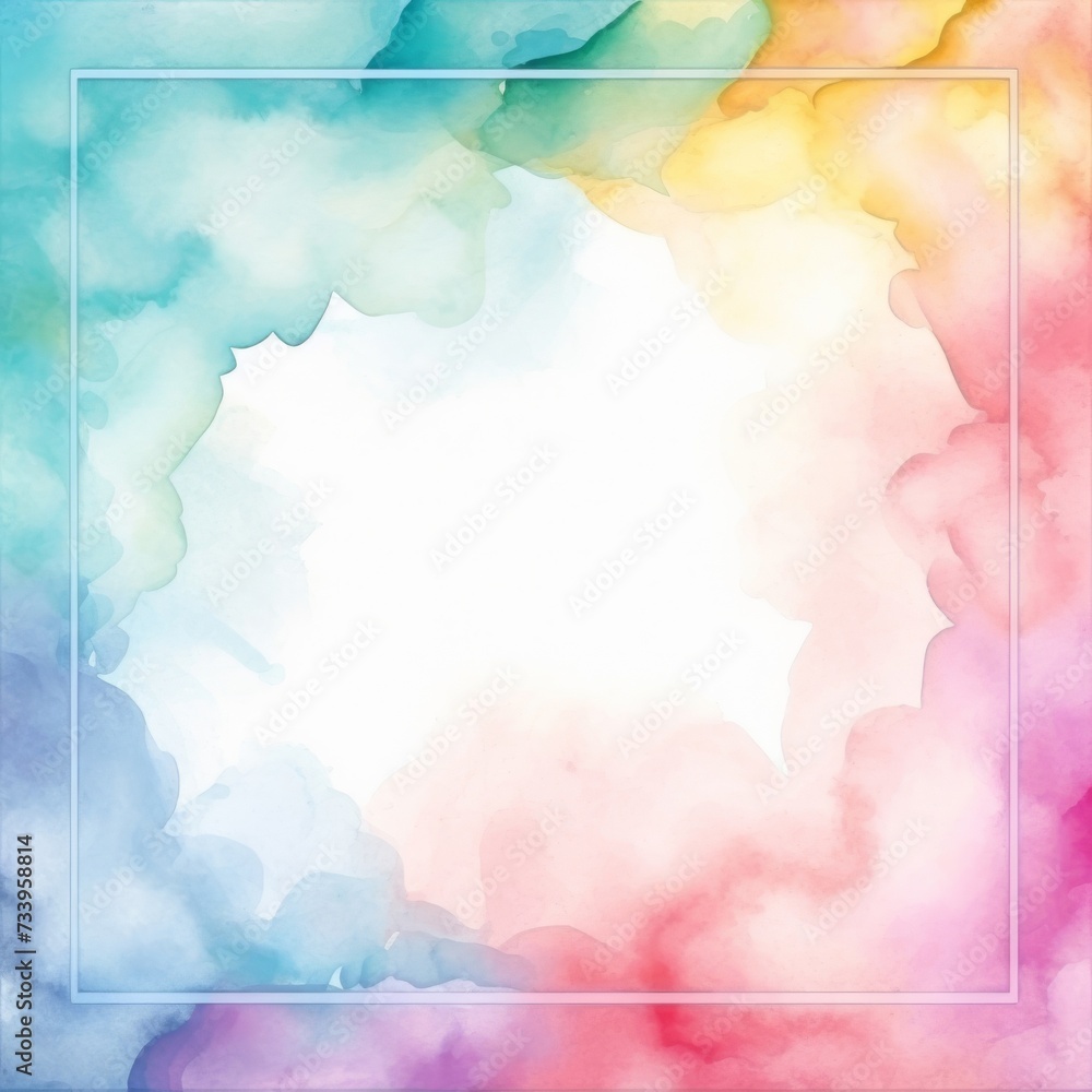 Poster abstract colorful rainbow color painting illustration texture - frame made of watercolor splashes, i