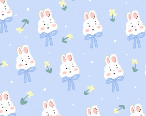 Rabbit and flower pattern design for templates.