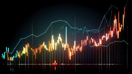 Naklejka premium Invest in the stock market and predict trends using charts and indicators