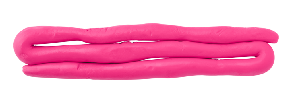 Pink plasticine isolated on transparent background.