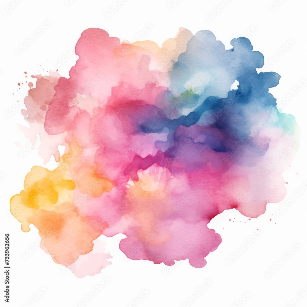 Poster abstract colorful rainbow color painting texture - frame made of watercolor splashes, isolated on wh