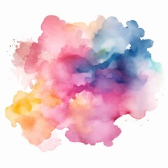 Abstract colorful rainbow color painting texture - Frame made of watercolor splashes, isolated on white square background