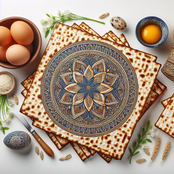 Traditional matzah bread isolated on white background