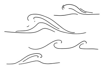 Set of line with simple wave doodles.