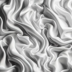 Fototapeta premium white crumpled fabric texture background. Silk curtain with fold waves for design