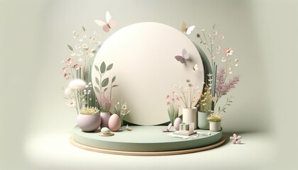 Serene Spring Stage: A Pastel Product Display Mockup