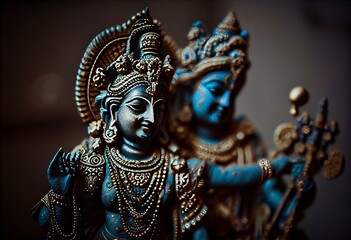 Indian God Radhakrishna, Lord Krishna, Indian Mythological Images. Generative AI