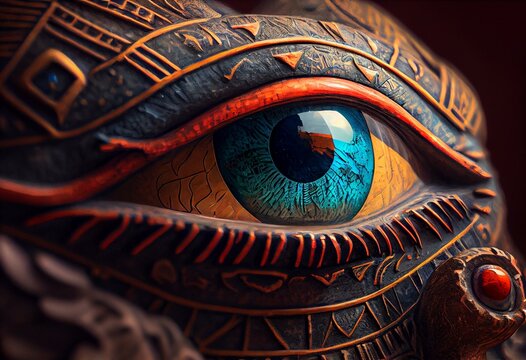 Cinematic Colorful Ancient Egyptian Mystical Eye Of Horus - Atenvalley.com. Generative AI