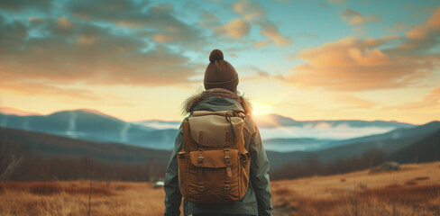 Backpacker Gazing at the Sky
